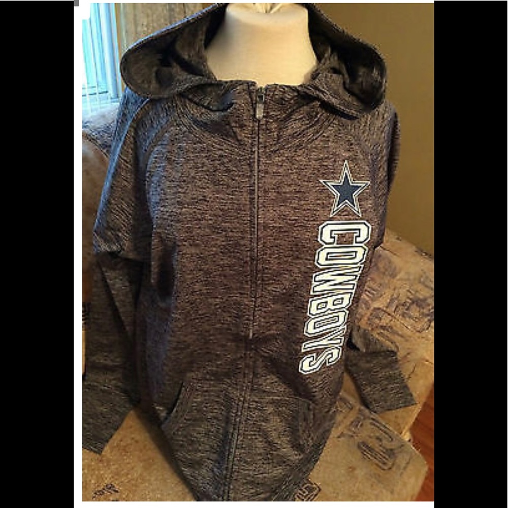 NFL Dallas Cowboys S zippered hoodie gray with thumb hole NEW
